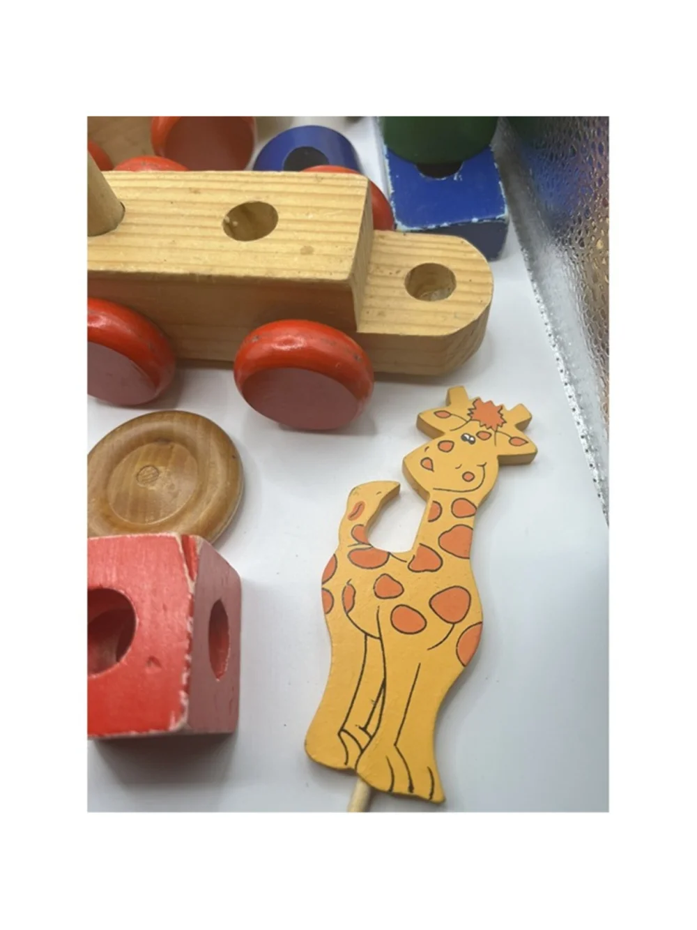Melissa & Doug Classic Wood Stacking Wooden Blocks TRAIN PARTIAL , ZOO ANIMALS